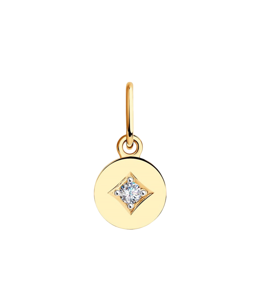 Gold pendant with zirconium