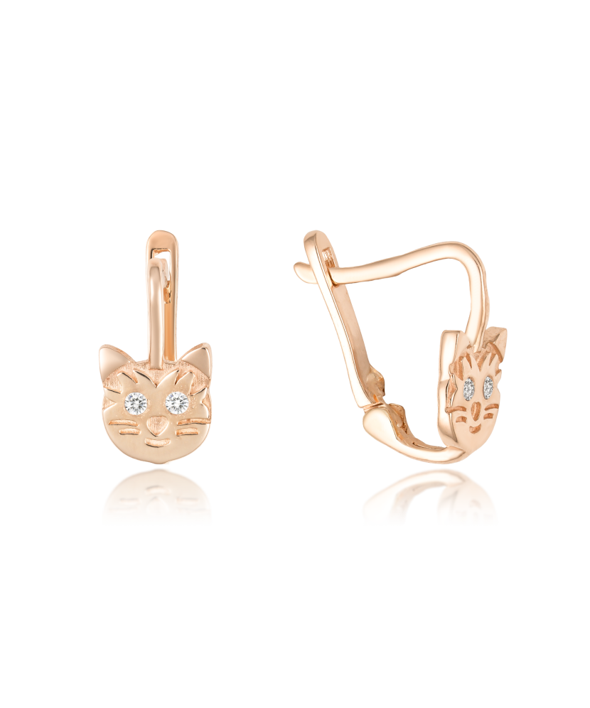 Gold earrings with zircons