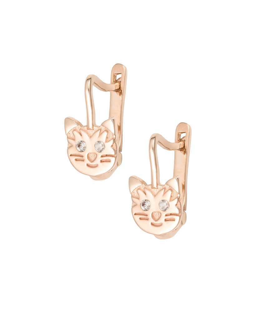 Gold earrings with zircons