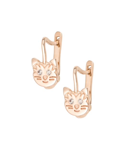 Gold earrings with zircons