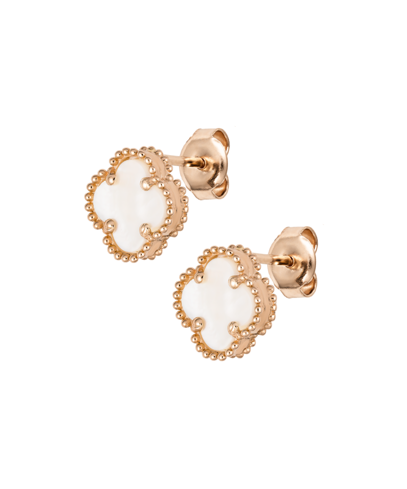 Gold earrings with mother of pearl