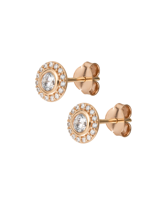 Gold earrings with zircons