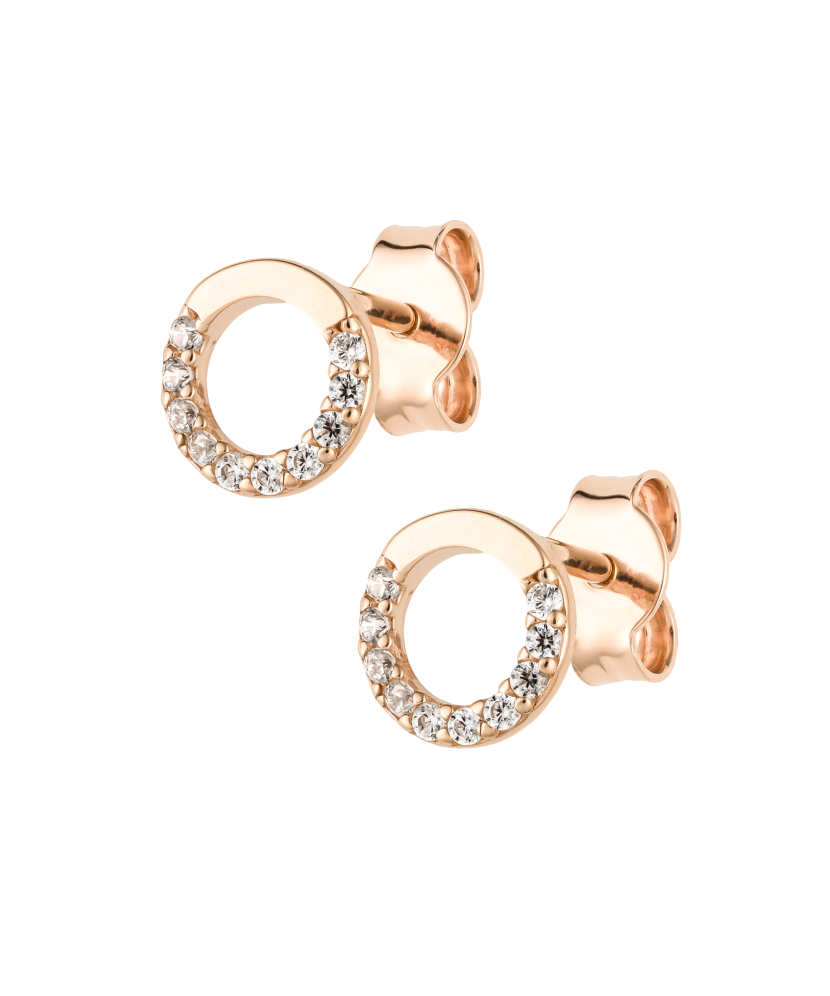 Gold earrings with zircons