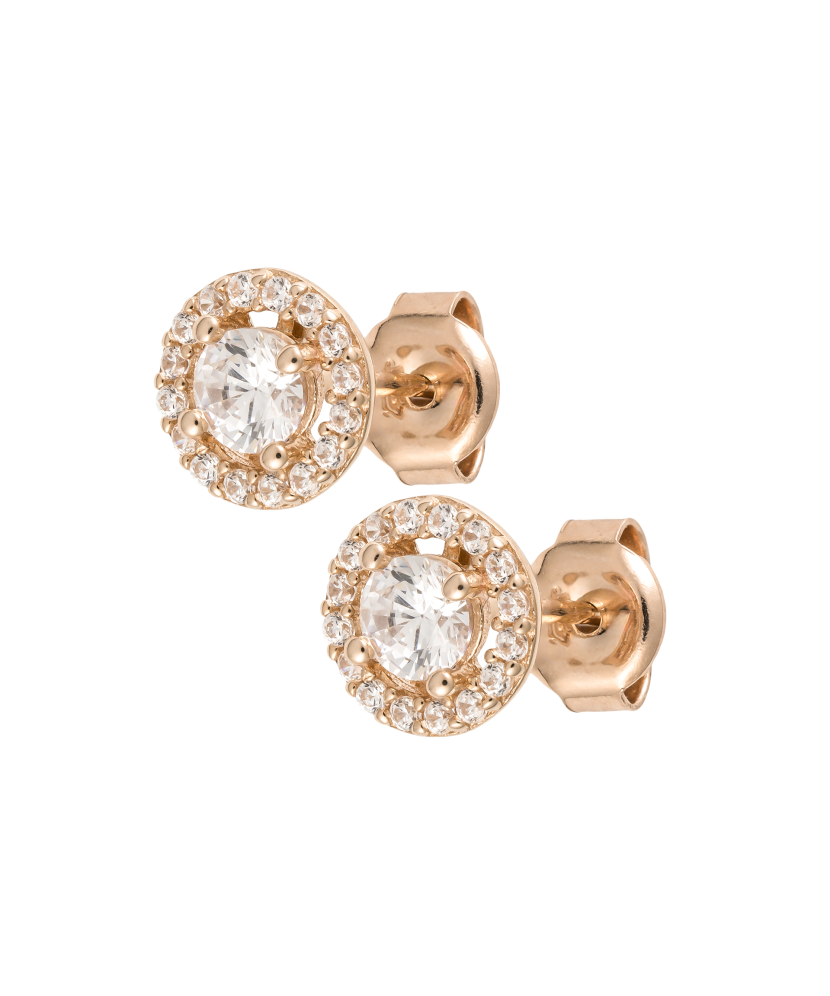 Gold earrings with zircons