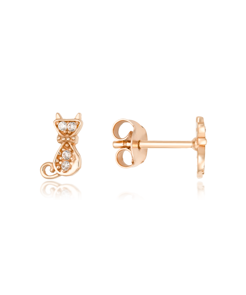 Gold earrings with zircons