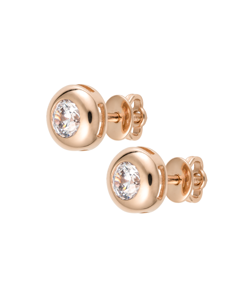 Gold earrings with zircons