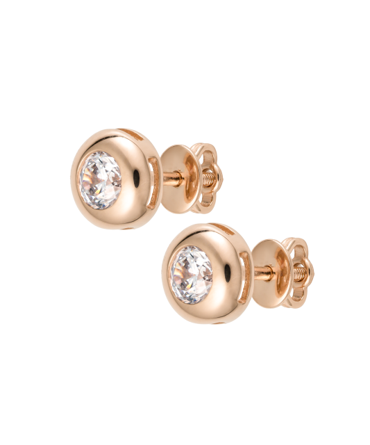 Gold earrings with zircons