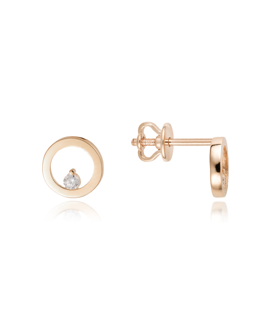 Gold earrings with zircons