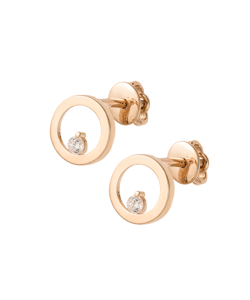 Gold earrings with zircons