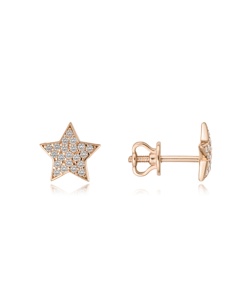 Gold earrings with zircons "star"