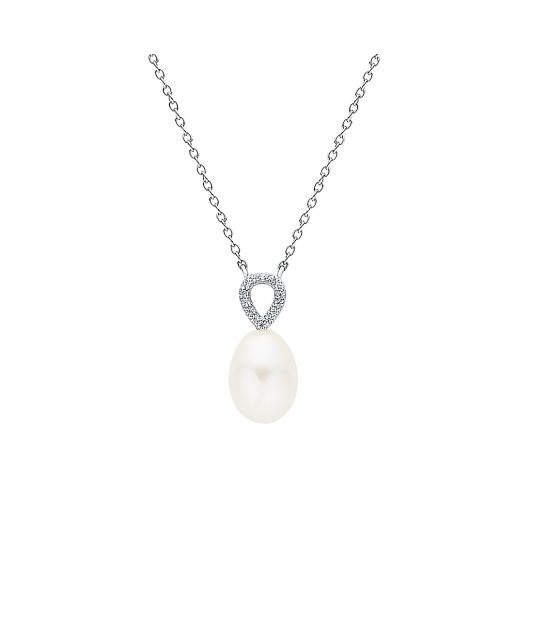 Sterling silver chain with pearl and zirconium