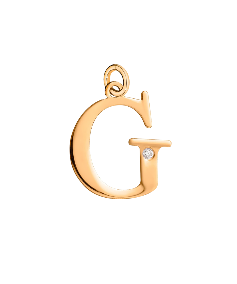 Gold pendant with diamond letter G