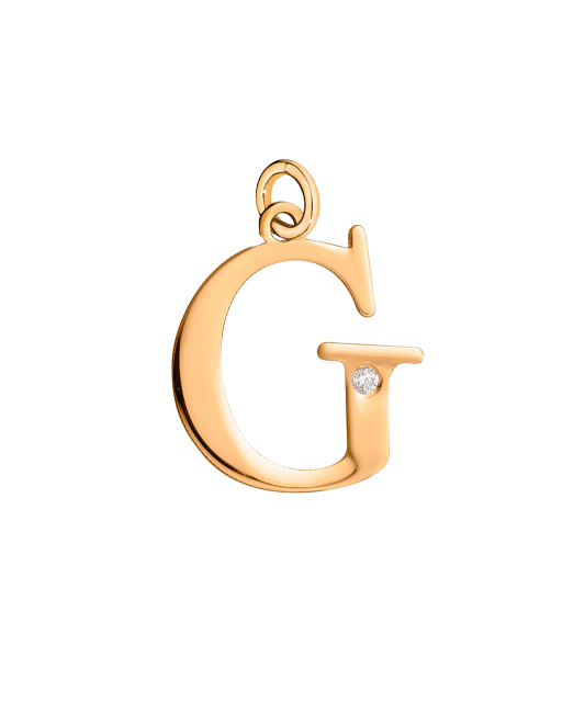 Gold pendant with diamond letter G