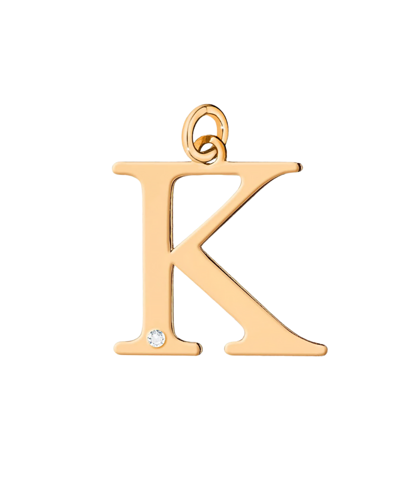 Gold pendant with diamond letter K
