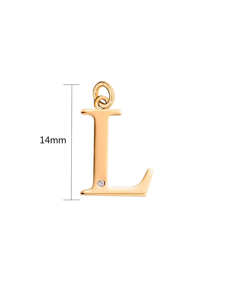 Gold pendant with diamond letter L