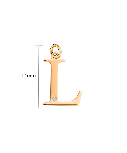 Gold pendant with diamond letter L