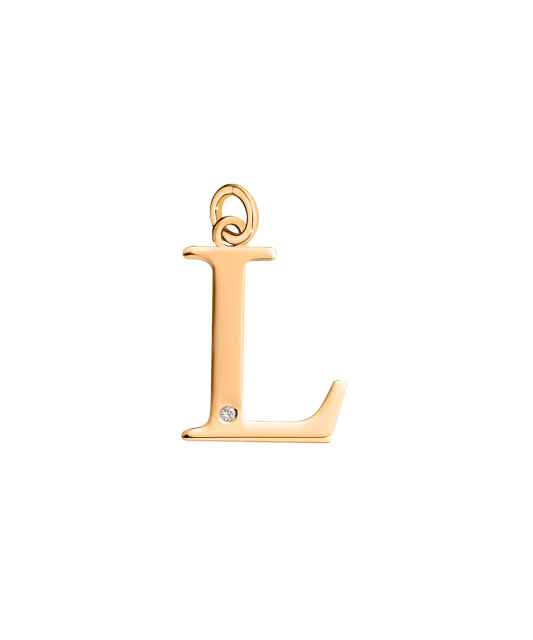 Gold pendant with diamond letter L