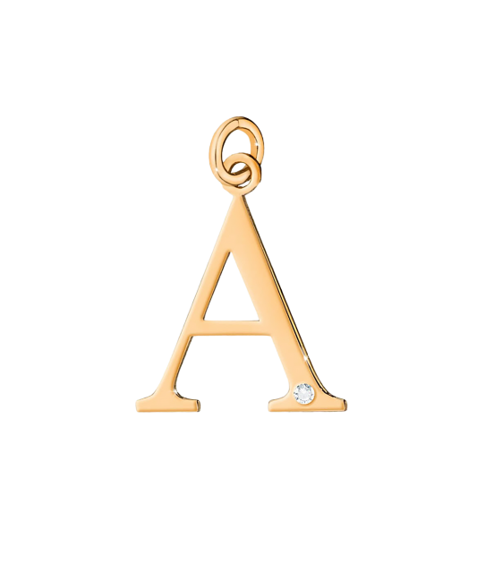 Gold pendant with diamond letter A