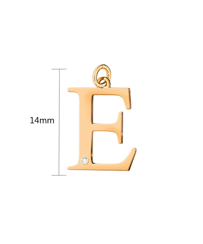 Gold pendant with diamond letter E