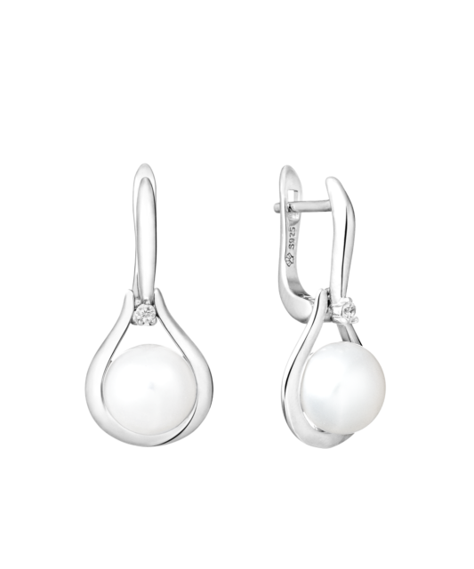 Sterling silver earrings with pearls and zircons