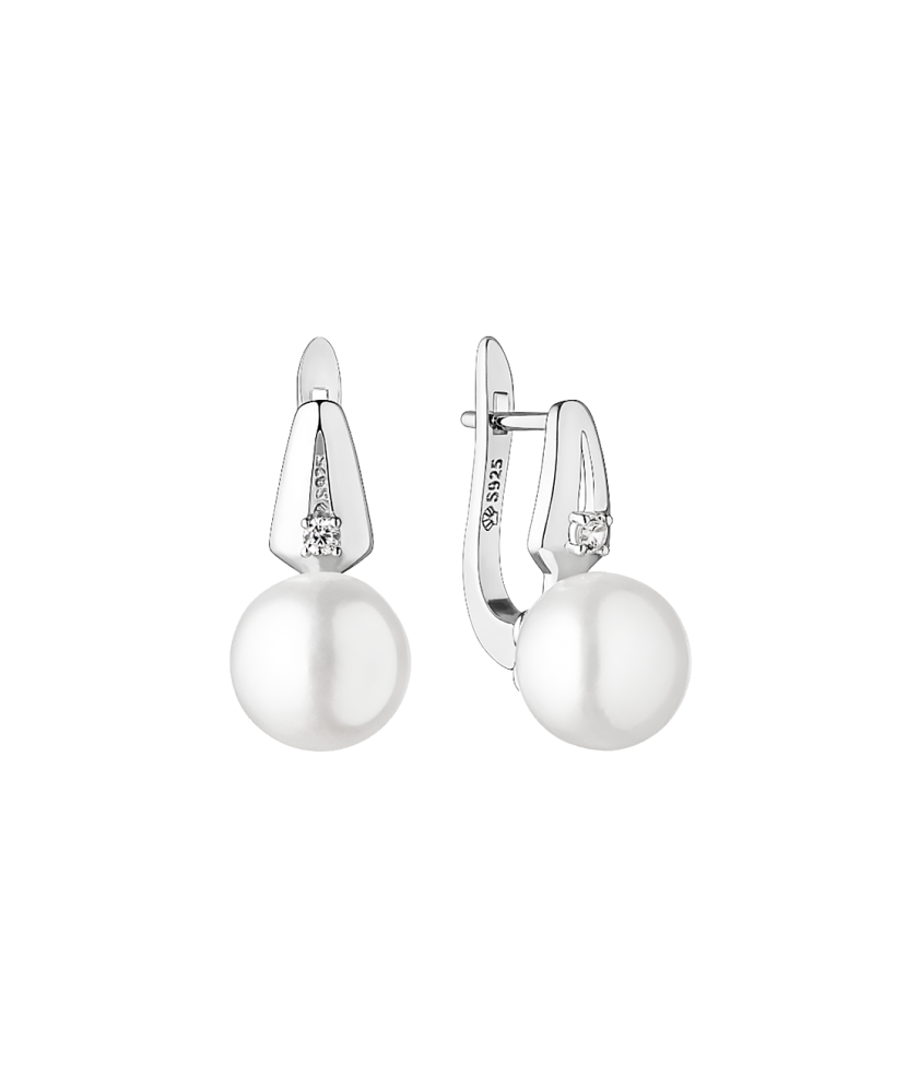 Sterling silver earrings with pearls and zircons