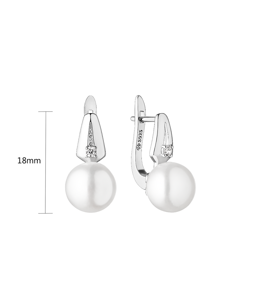 Sterling silver earrings with pearls and zircons