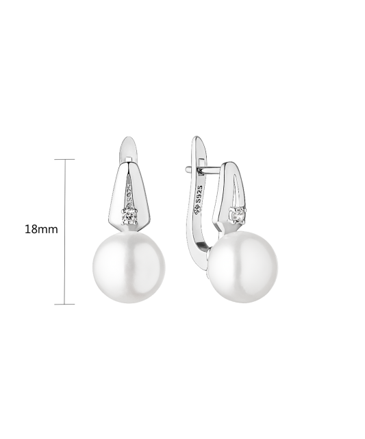 Sterling silver earrings with pearls and zircons