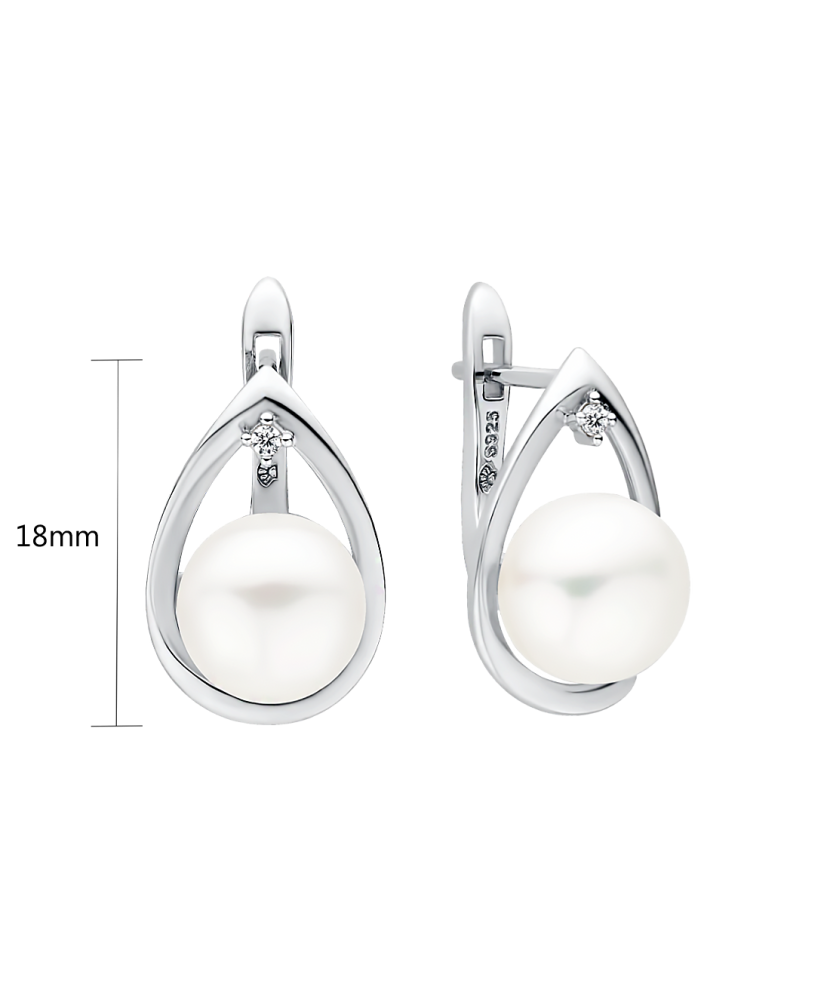 Sterling silver earrings with pearls and zircons