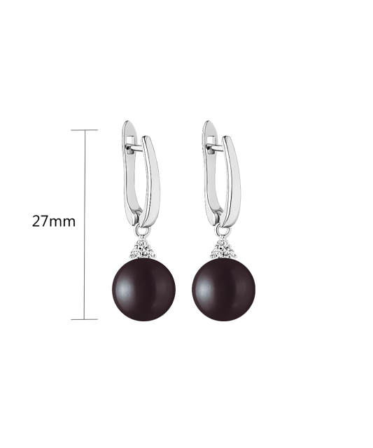 Sterling silver earrings with pearls and zircons