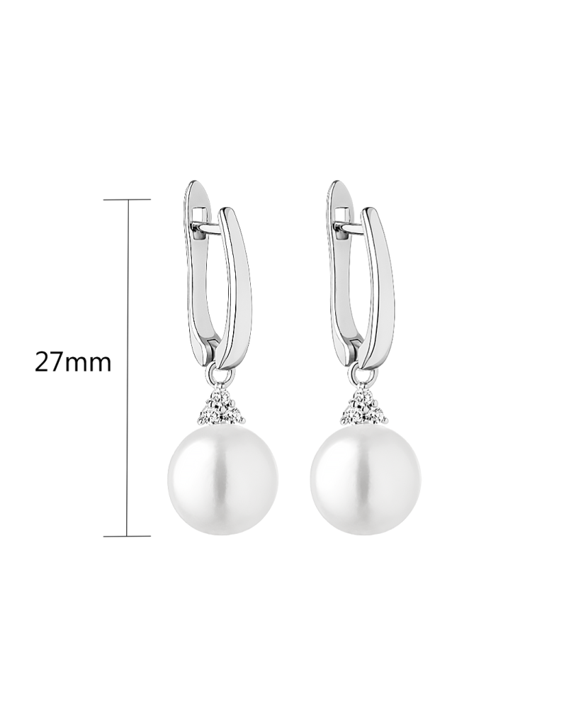 Sterling silver earrings with pearls and zircons