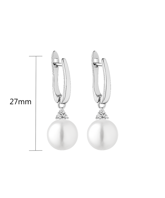 Sterling silver earrings with pearls and zircons