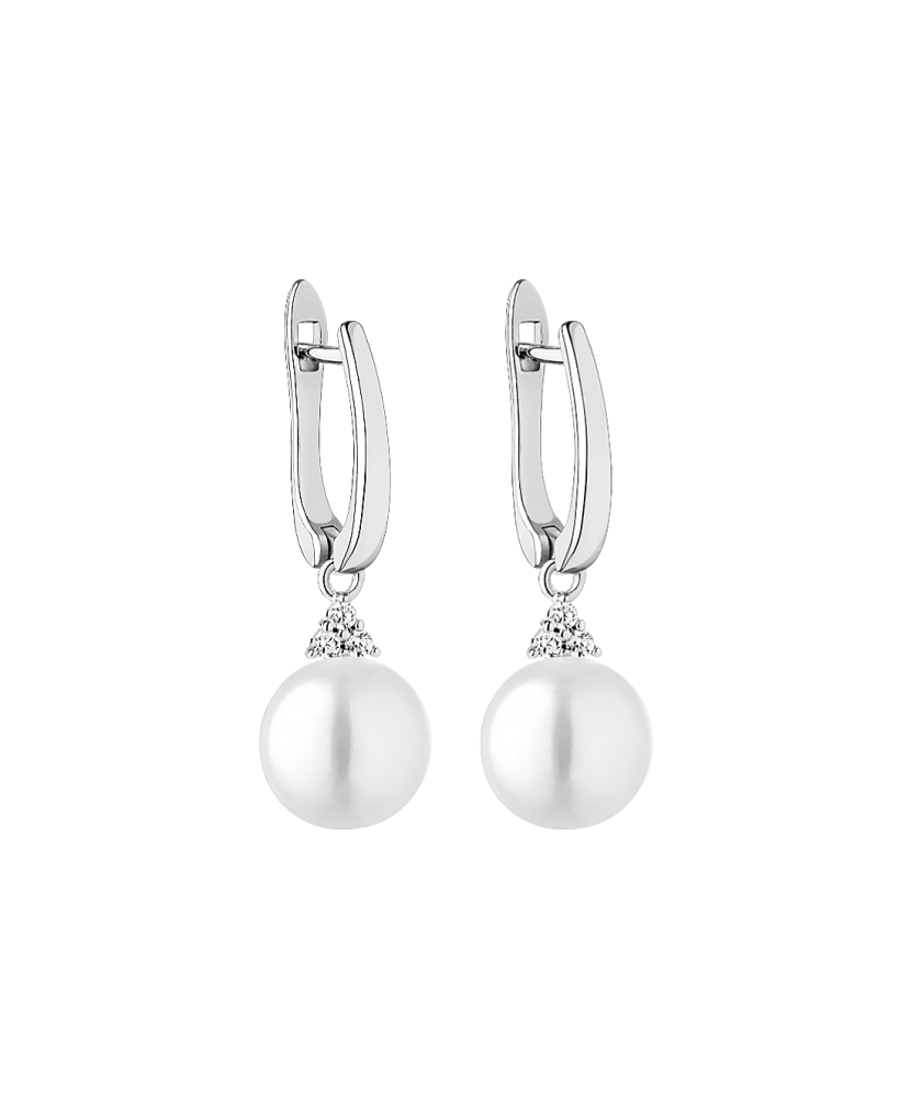 Sterling silver earrings with pearls and zircons