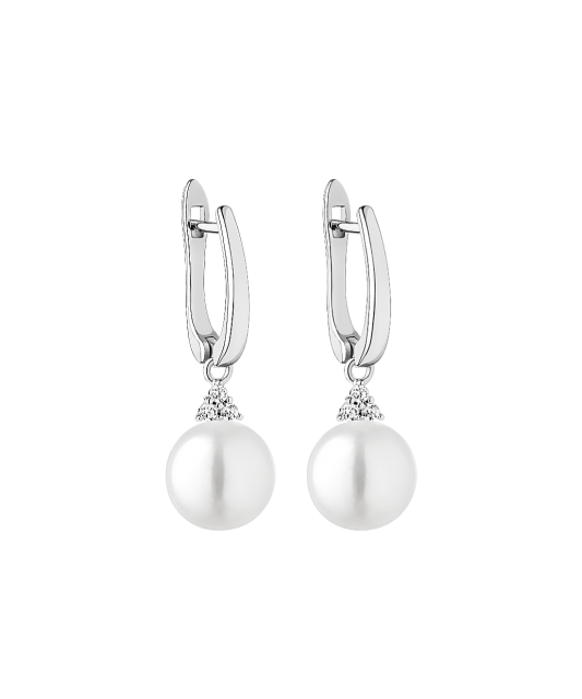 Sterling silver earrings with pearls and zircons