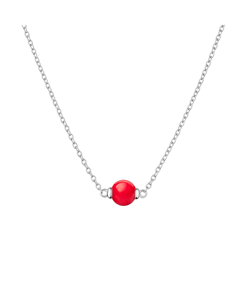 Silver Chain With Coral