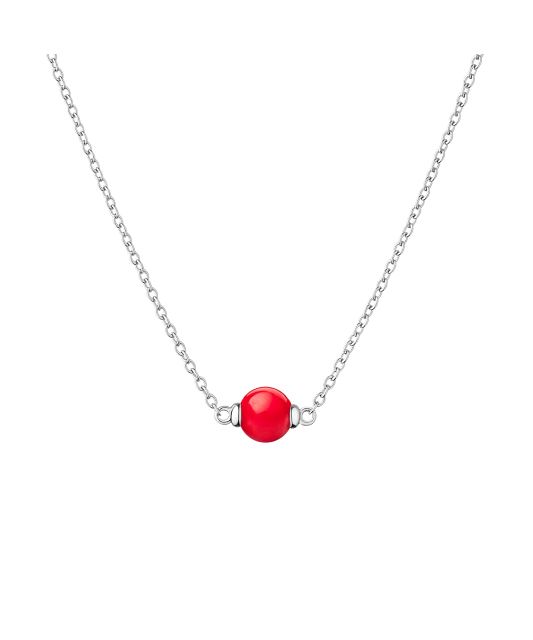 Silver Chain With Coral