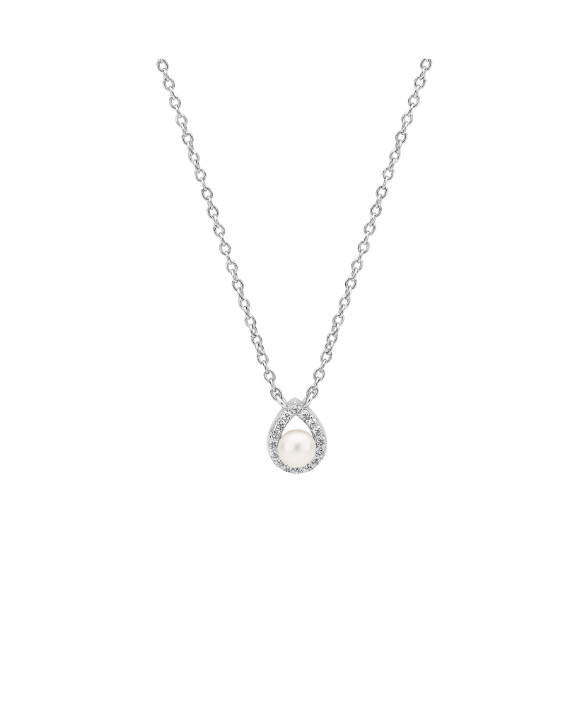 Sterling silver chain with pearl and zirconium