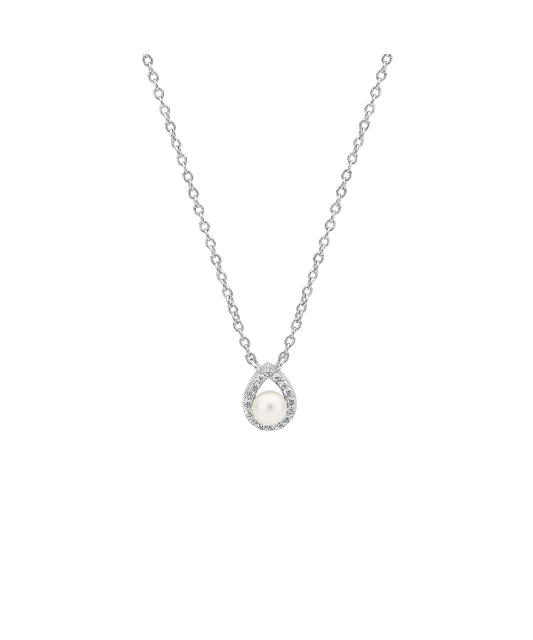 Sterling silver chain with pearl and zirconium
