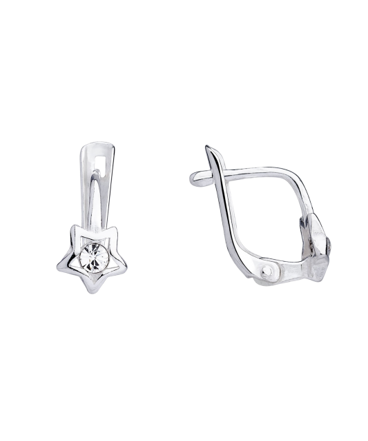 Sterling silver children's earrings with zircons "Stars"