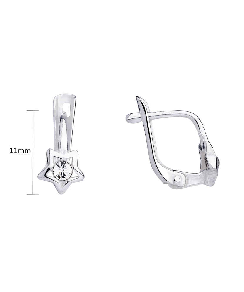 Sterling silver children's earrings with zircons "Stars"