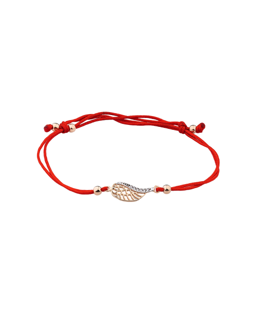 Red string bracelet with gold pendant "Angel Wing"