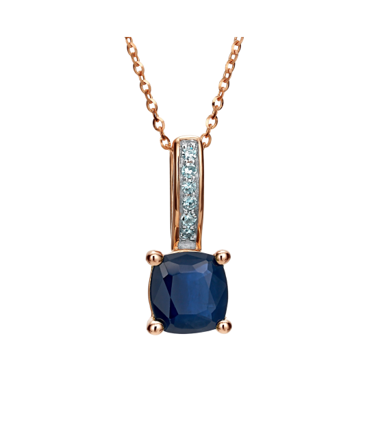 Gold pendant with sapphire and diamonds