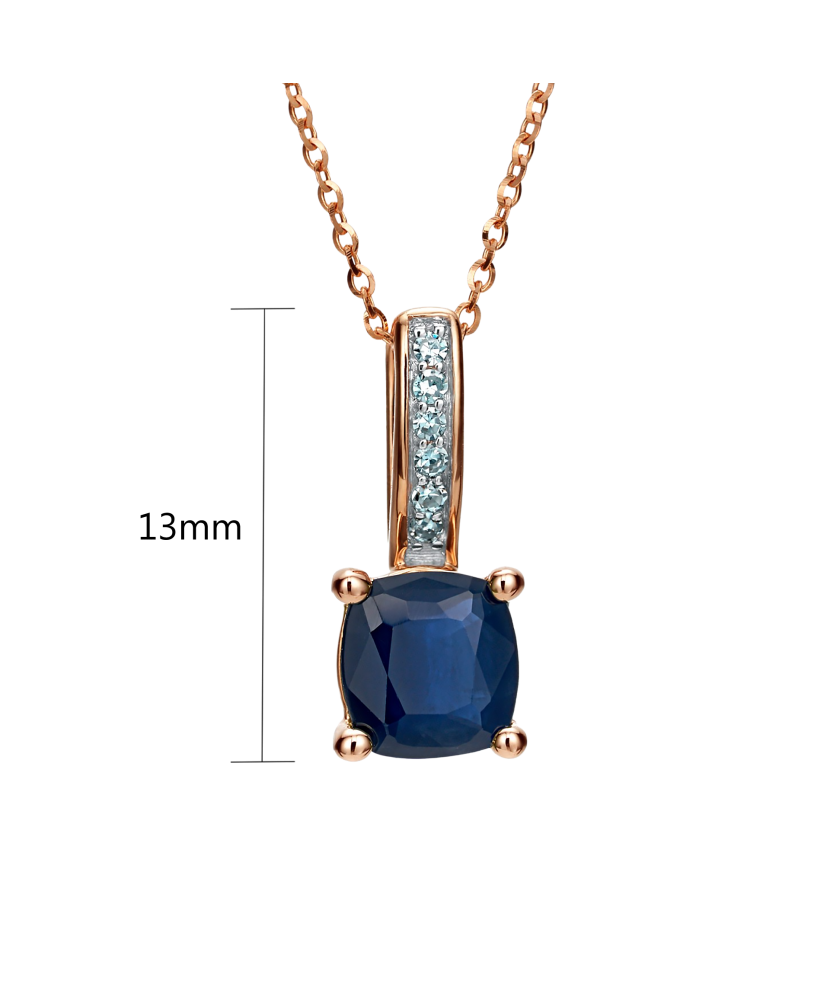 Gold pendant with sapphire and diamonds