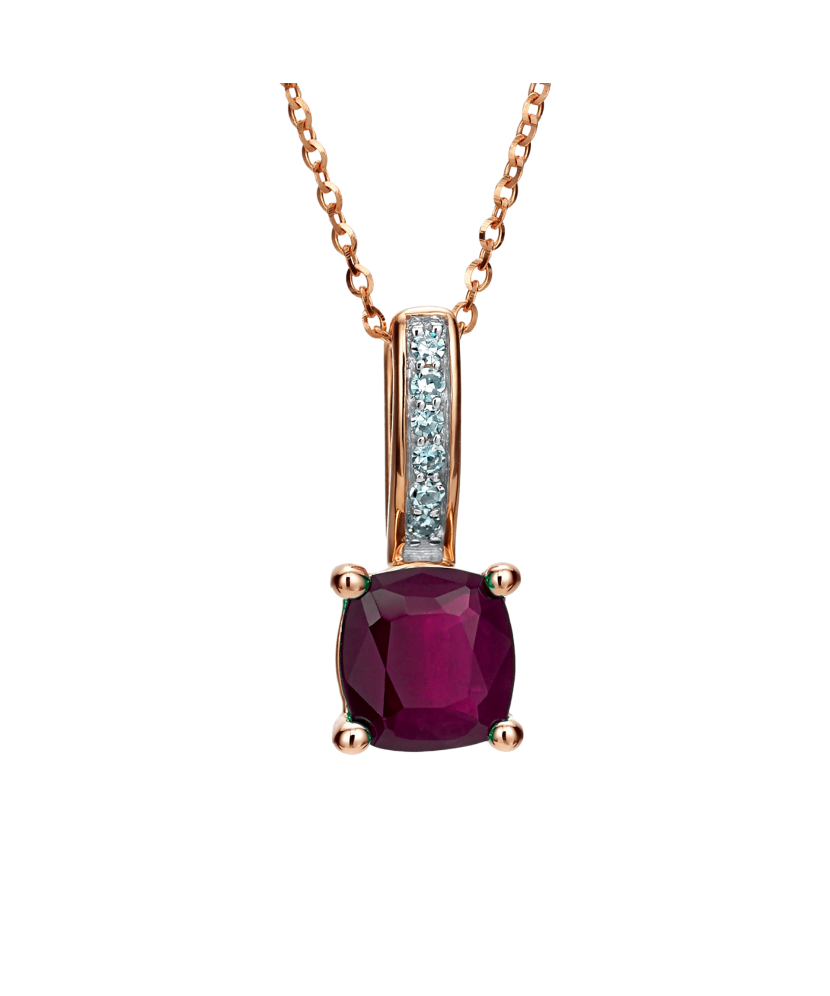 Gold pendant with ruby and diamonds