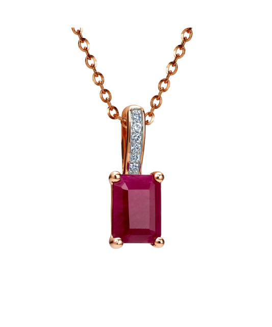 Gold pendant with ruby and diamonds
