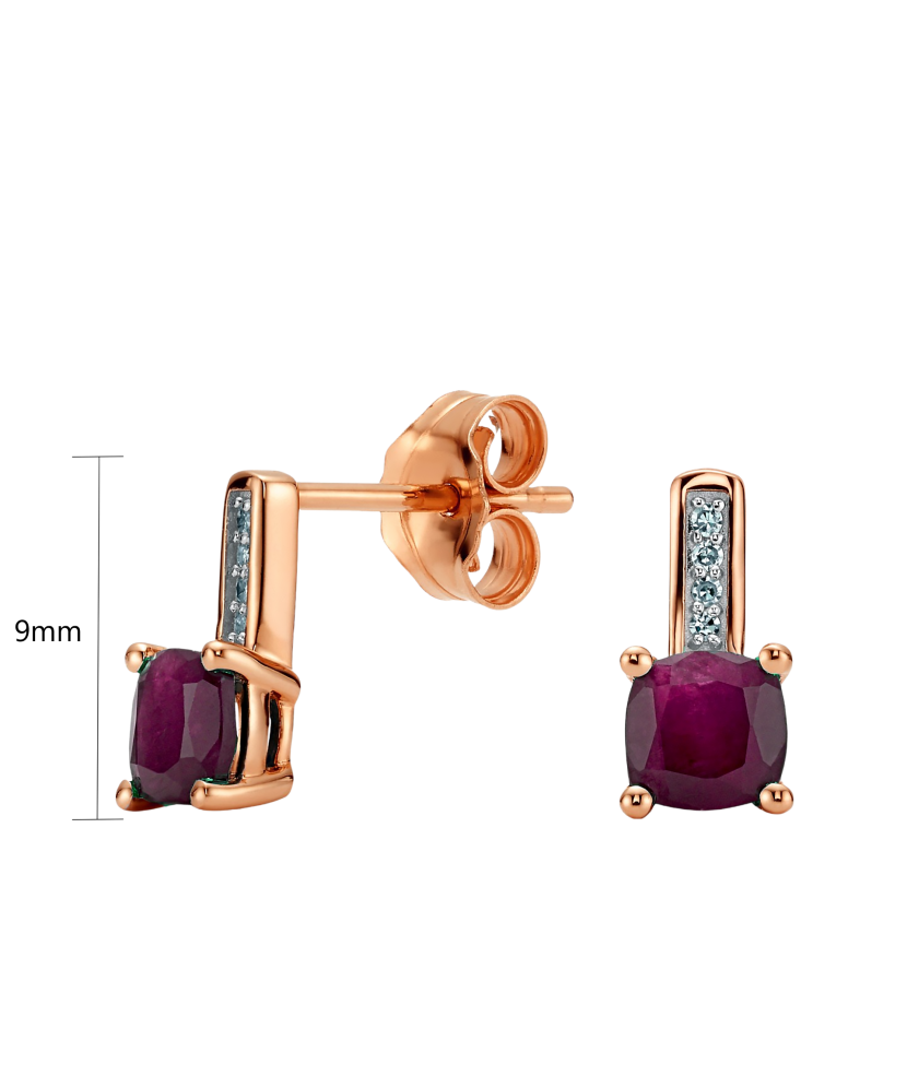 Gold earrings with rubies and diamonds