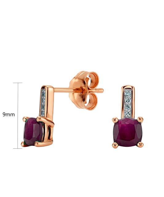 Gold earrings with rubies and diamonds