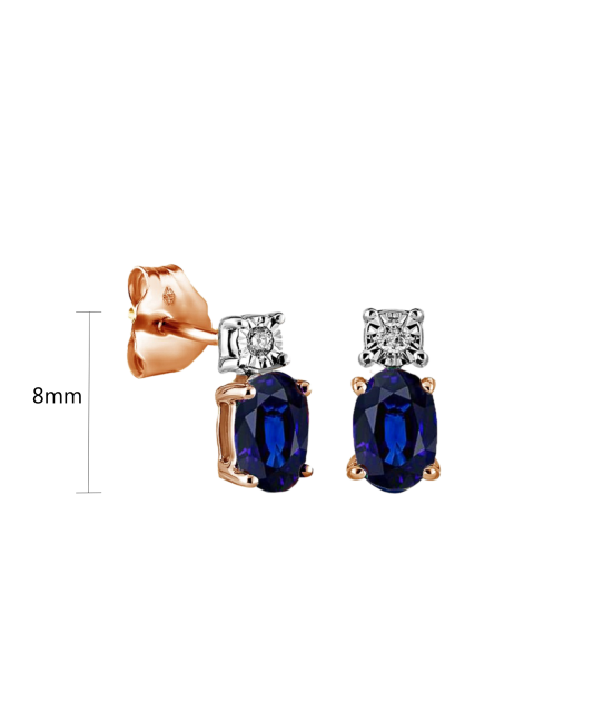 Gold earrings with sapphires and diamonds