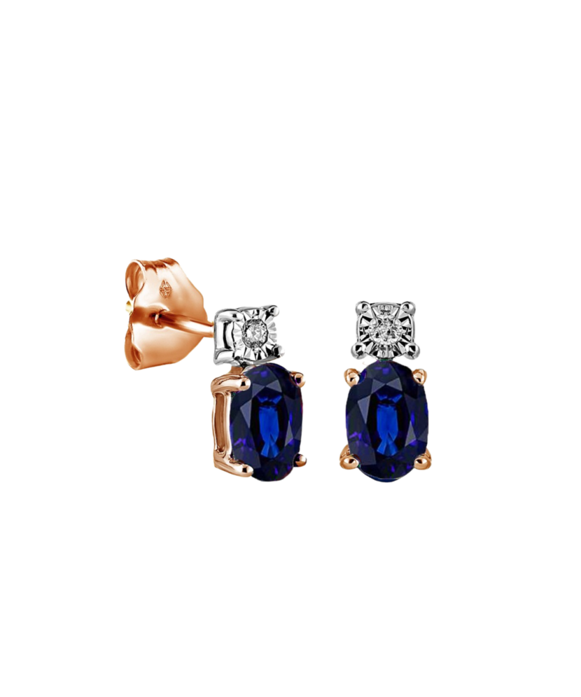Gold earrings with sapphires and diamonds