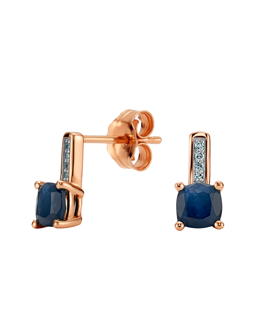 Auksiniai auskarai su safyrais ir deimantais  - Goldinga