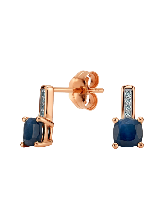Gold earrings with sapphires and diamonds